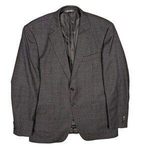 Zanetti Blazer Check Angelico Wool Sport Coat Charcoal Grey‎ Italy 44L